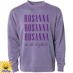 HOSANNA IN THE HIGHEST Pigment Dye Plum Fleece Pullover Crew Sweatshirt